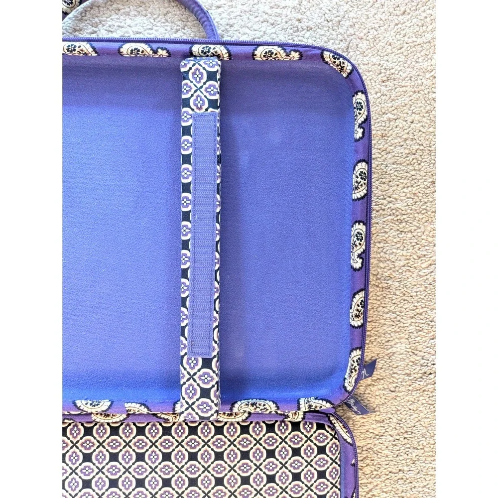 Vera Bradley Quilted Purple Paisley Laptop Messenger Crossbody Bag